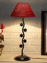 Maroon Jute Zig Zag Star Table Lamp with Iron Base (AE10)